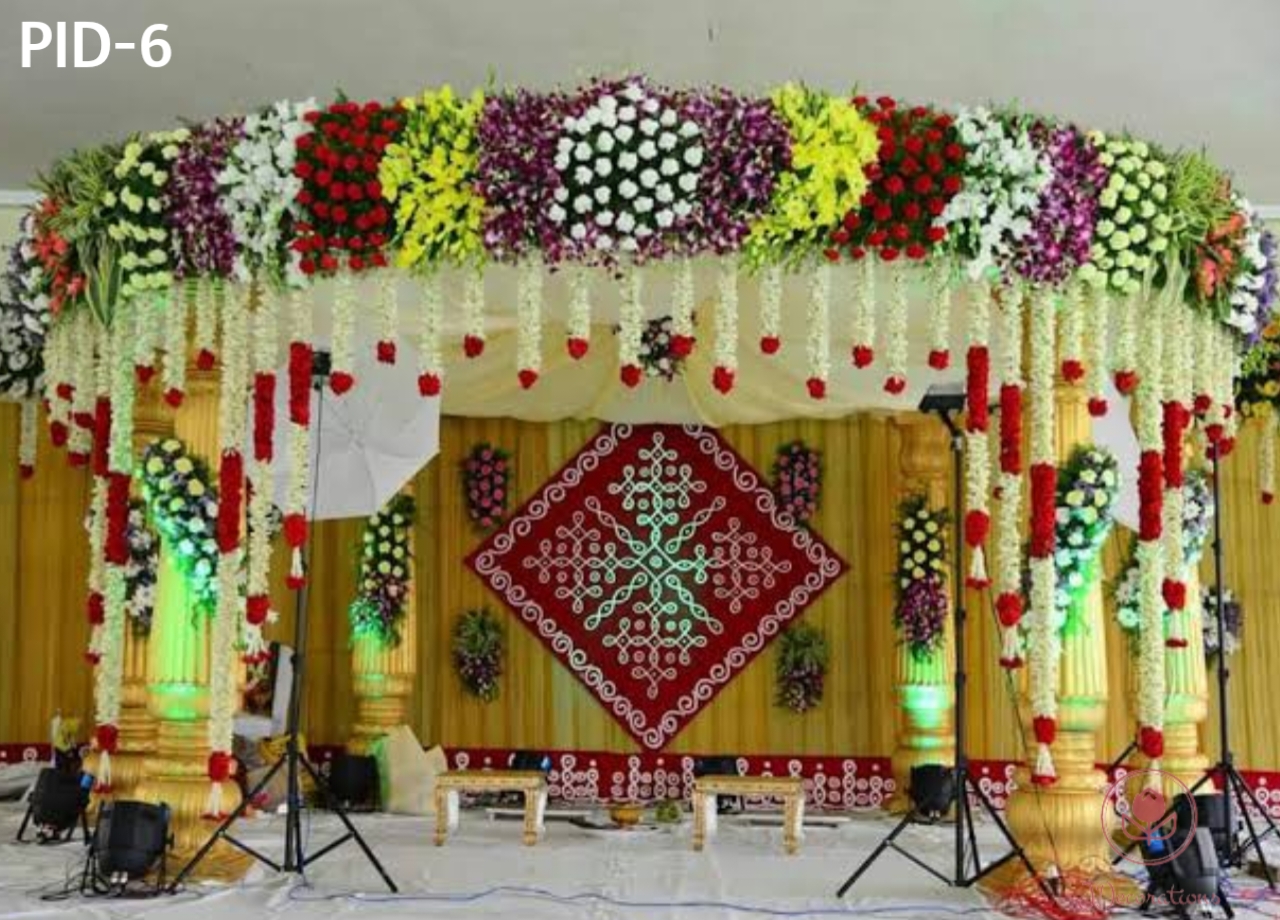 Traditional mandap with marigold flowers - Design PID6